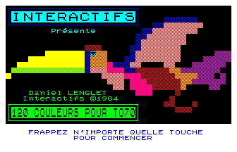Copie d'écran du logiciel 120 Couleurs pour TO7/70 dans la catégorie Graphisme pour ordinateur Thomson TO7-70