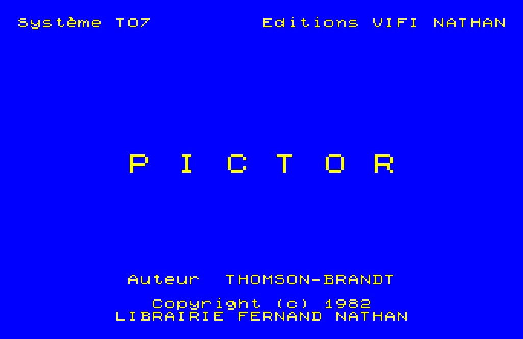 Copie d'écran du logiciel Pictor dans la catégorie Graphisme pour ordinateur Thomson TO7