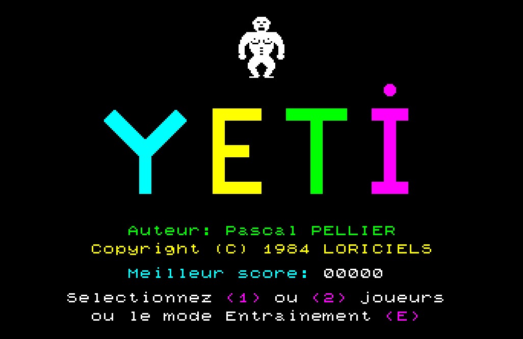 Copie d'écran du logiciel Yeti dans la catégorie Jeu d'action pour ordinateur Thomson TO7