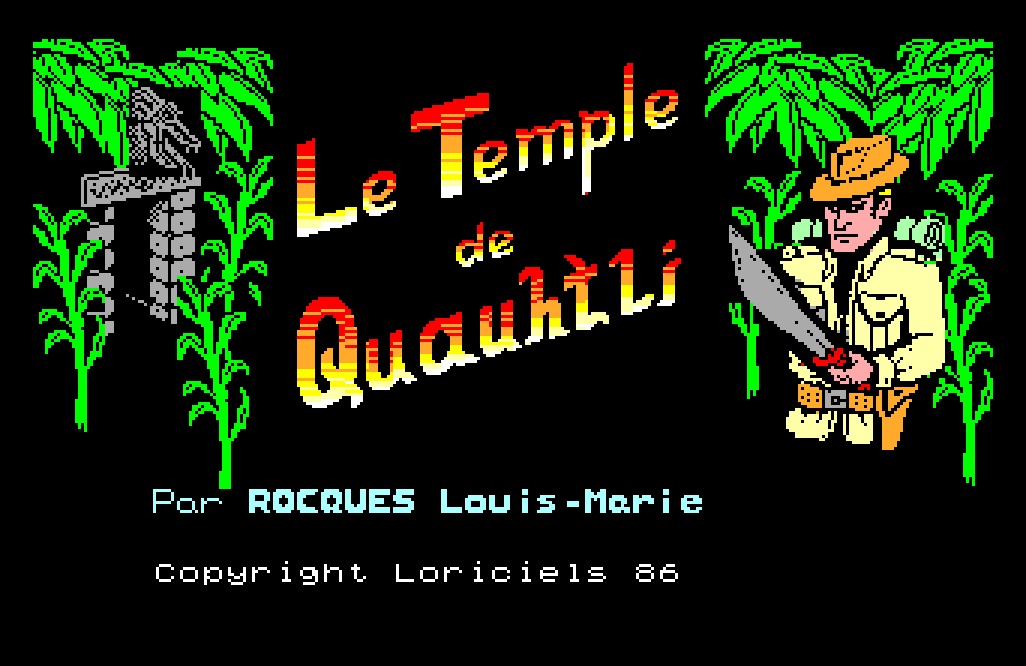 Copie d'écran du logiciel Temple de Quauhtli dans la catégorie Jeu d'action pour ordinateur Thomson TO7-70