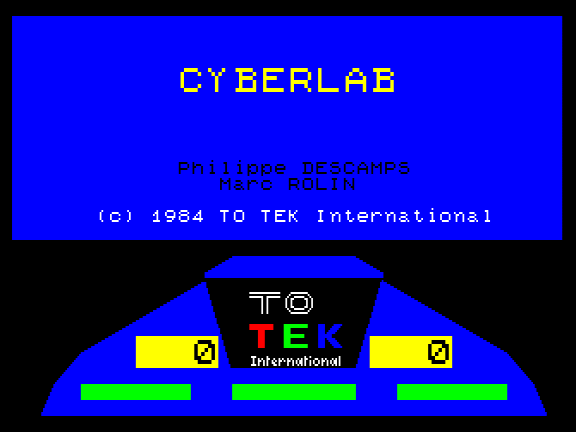 Copie d'écran du logiciel Cyberlab dans la catégorie Jeu d'action pour ordinateur Thomson TO7-70